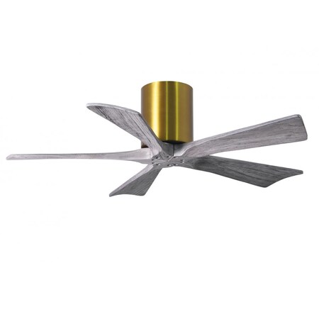 Matthews Fan Co Irene-5H Ceiling Mount Five Bladed Paddle Fan in Brushed Brass. Flush IR5H-BRBR-BW-42